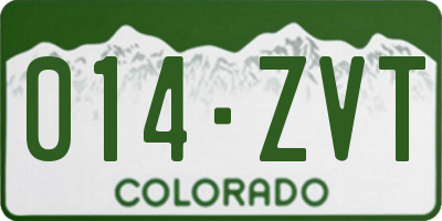 CO license plate 014ZVT