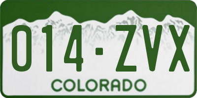 CO license plate 014ZVX