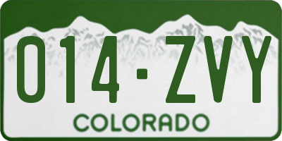 CO license plate 014ZVY