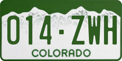 CO license plate 014ZWH