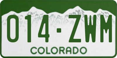 CO license plate 014ZWM