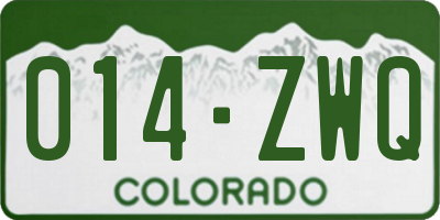 CO license plate 014ZWQ