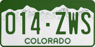 CO license plate 014ZWS