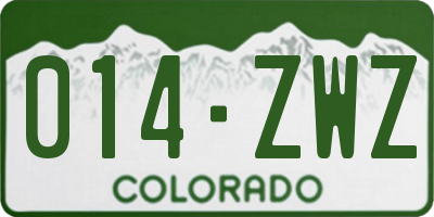 CO license plate 014ZWZ