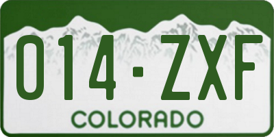 CO license plate 014ZXF