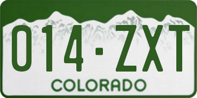 CO license plate 014ZXT