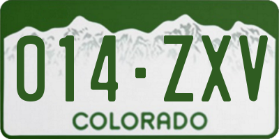 CO license plate 014ZXV