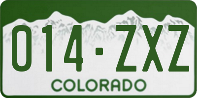 CO license plate 014ZXZ
