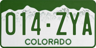 CO license plate 014ZYA