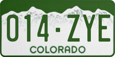 CO license plate 014ZYE
