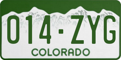 CO license plate 014ZYG