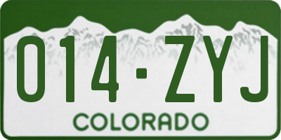 CO license plate 014ZYJ