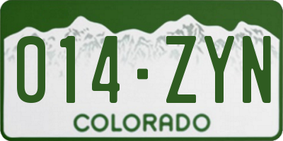 CO license plate 014ZYN