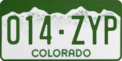 CO license plate 014ZYP