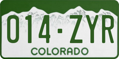 CO license plate 014ZYR