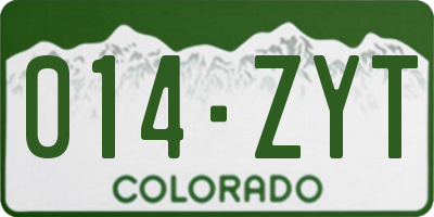 CO license plate 014ZYT