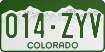 CO license plate 014ZYV