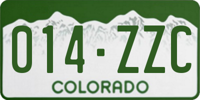 CO license plate 014ZZC