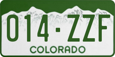 CO license plate 014ZZF