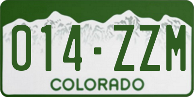 CO license plate 014ZZM
