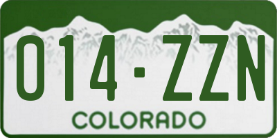 CO license plate 014ZZN