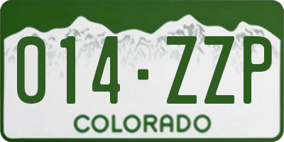 CO license plate 014ZZP