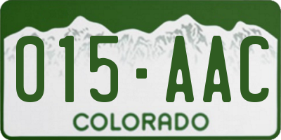 CO license plate 015AAC