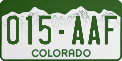 CO license plate 015AAF