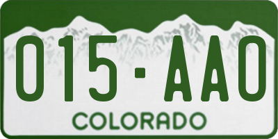 CO license plate 015AAO