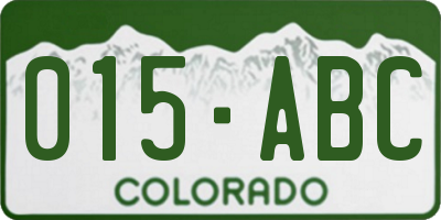 CO license plate 015ABC