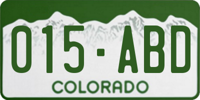 CO license plate 015ABD