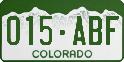 CO license plate 015ABF