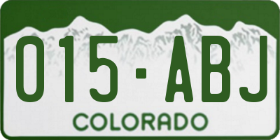 CO license plate 015ABJ