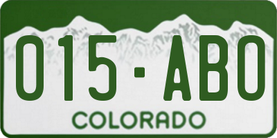 CO license plate 015ABO