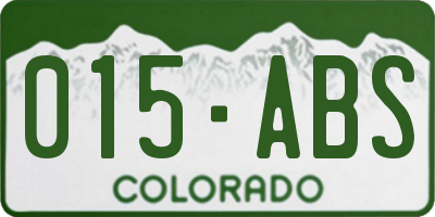 CO license plate 015ABS