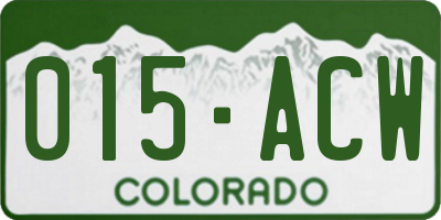 CO license plate 015ACW