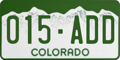 CO license plate 015ADD