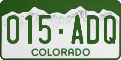 CO license plate 015ADQ
