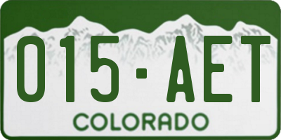 CO license plate 015AET