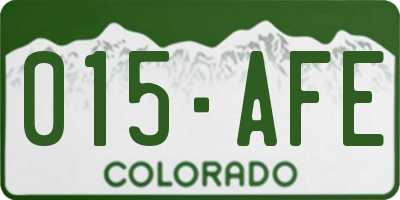 CO license plate 015AFE