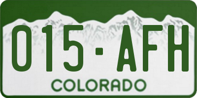 CO license plate 015AFH