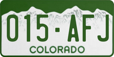 CO license plate 015AFJ