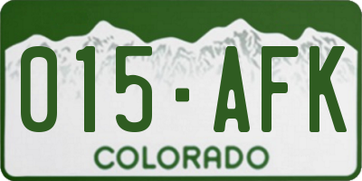CO license plate 015AFK
