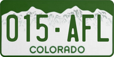 CO license plate 015AFL
