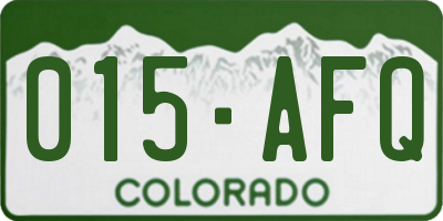 CO license plate 015AFQ