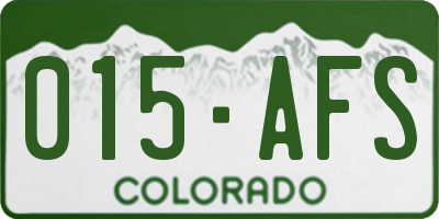 CO license plate 015AFS