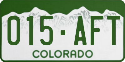 CO license plate 015AFT