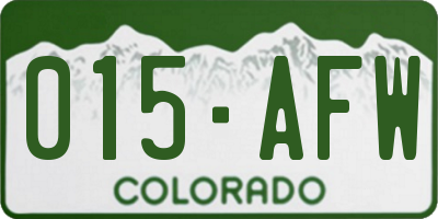 CO license plate 015AFW