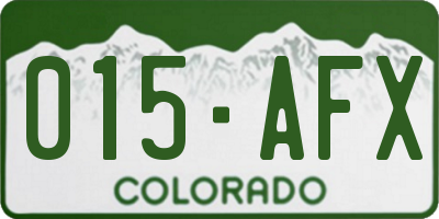 CO license plate 015AFX
