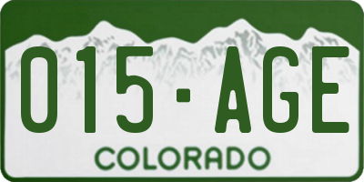 CO license plate 015AGE